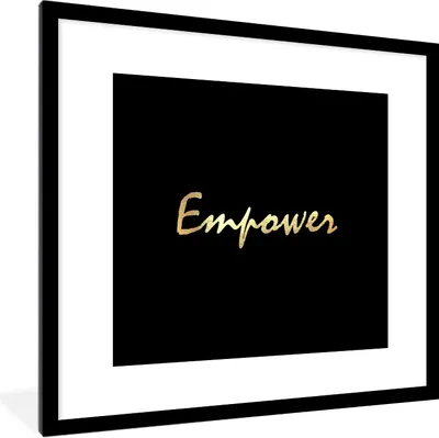 Produktbild von MuchoWow® Gerahmtes Poster Zitat - Leistung - Gold - Schwarz 40x40 cm - Poster mit Schwarzem Bilderrahmen Wandposter Rahmen Foto Bilder - Poster - Plakat im Rahmen