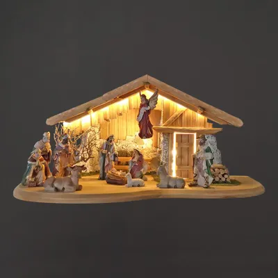 Produktbild von Holzkrippe mit Figuren 60 cm