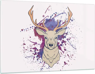 Produktbild von Bilder auf glas - Hirsch Abstraktion - 120x80cm - Glasbilder - Wandbilder - Kunstdruck - zum Aufhängen bereit - Wanddekoration aus Glas - Glas Bilder - Wandbild auf Glas - Einteilig - GAA120x80-3691