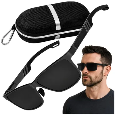 Produktbild von EDIBAZZAR | Schwarze polarisierte Sonnenbrille mit UV400-Filter für Herren