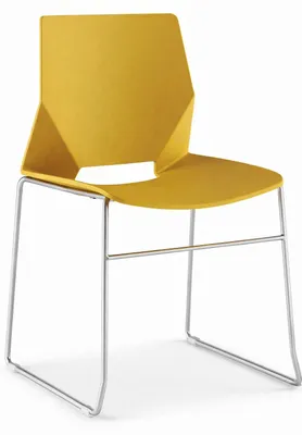 Produktbild von Seminarstuhl mit gelber Kunststoffrückenlehne und Metallgestell