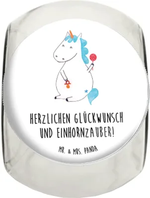 Produktbild von Mr. & Mrs. Panda Kaffeedose Einhorn Baby L 870ml - Weiß - Geschenk, Bonbonglas, Unicorn, glasbehälter, Einhörner, Frischhaltedose, Geburtstag, Mutter, Bonboniere, Teedose