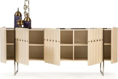 Produktbild von Beige Holz Anrichte Designer Kommode Sideboard Holzschrank Luxus Möbel