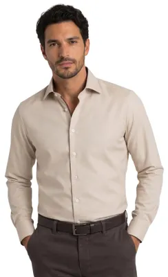 Produktbild von Olymp Luxor Modern Fit Hemd beige einfarbig Baumwolle