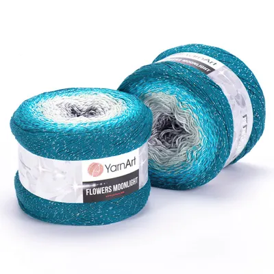 Produktbild von Yarnart Flowers Moonlight Ombre Wolle, Silberfaden, 1000m, 260g, Farbverlauf