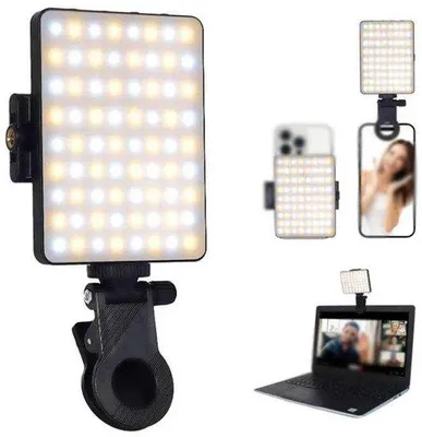 Produktbild von LED-Licht für Selbstbildner, 2700-6500K, für Fotografie und Videoproduktion, schwarz, batteriebetrieben.