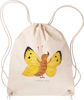 Produktbild von Mr. & Mrs. Panda Jutebeutel Schmetterling Zitronenfalter - Transparent - Geschenk, Lustige Sprüche, Beutel, Liebe, Kleiner Rucksack, beutelrucksack, wander, Selbstliebe