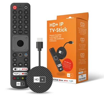 Produktbild von HD+ IP TV-Stick 4K UHD, Android TV, inkl. 1 Monat HD+ IP, über 100 HD-Sendern