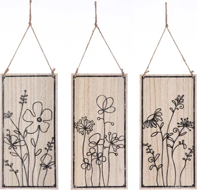 Zdjęcie produktu dla Gilde Hänger, rechteckig, "Wiped", Blumendesign, Kunststoff, MDF, naturfarben, L. 0.5 cm, B. 15 cm, H. 30 cm 50513 4063387505137 3 Stück (3-fach sortiert)