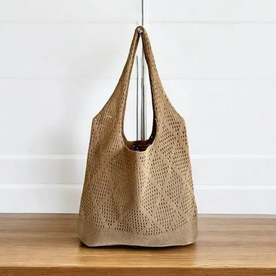 Image de Sac de plage en maille beige pour femme