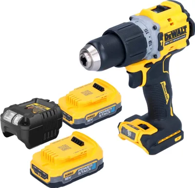 Obrázek produktu pro Akumulátorová příklepová vrtačka DeWalt DCD 805 E2 18 V 90 Nm bezkartáčová + 2x akumulátor Powerstack 1,7 Ah + nabíječka.