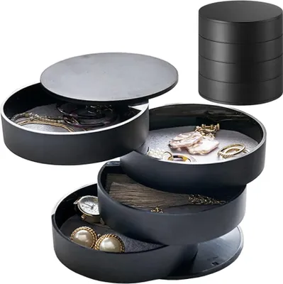 Produktbild von Gugita Schmuckbox-Organizer runde Schublade schwarz 4 Fächer
