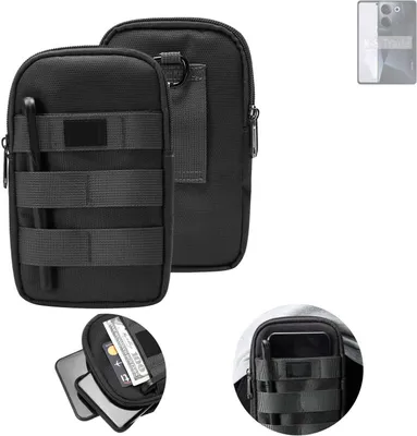 Produktbild von K-S-Trade Holster Gürtel Tasche kompatibel mit Tecno Camon 20 Handy Tasche Schutz Hülle dunkel-grau viele Fächer, 1x