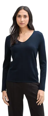 Produktbild von TOM TAILOR Damen Basic Strickpullover mit V-Ausschnitt, 10668 - Sky Captain Blue