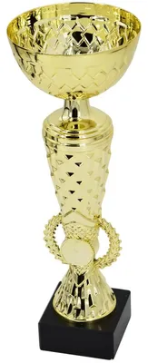 Produktbild von Goldener Metallpokal Tryumf, 23,5 cm, mit schwarzem Sockel