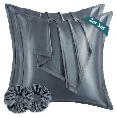 Produktbild von Set aus 2 weichen Satin-Kissenbezügen, 80 x 80 cm
