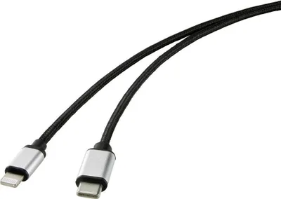 Produktbild von Renkforce USB-Kabel USB-C® Stecker, Apple Lightning Stecker 2.00 m Schwarz RF-4353448
