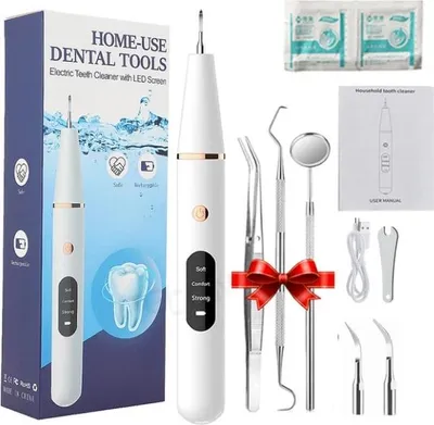 Produktbild von OKWISH Zahnreinigung Set, Zahnreiniger elektrisch, Zahnsteinentferner Reinigen von Zahnstein, Zahnflecken, Zahnbelag, mit 3 Reinigungsköpfen