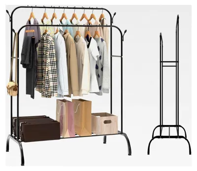 Produktbild von Kleiderständer, Freistehender Kleiderständer, Kleiderstangen für Schlafzimmer, Metallkleiderschränke, Hängestangen für Kleidung, Offener Kleiderschrank