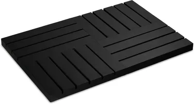 Image de Tapis de douche antidérapant en bambou - 61x40 cm - Pour douche, bain, sauna - Intérieur et extérieur - Tapis de bain - Noir