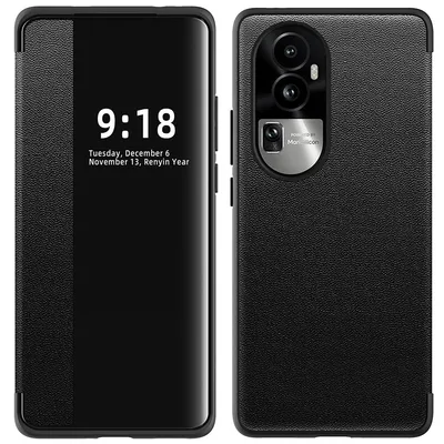 Immagine prodotto di Custodia per Oppo Reno10 Pro sottile custodia in Finto cuoio con finestra di visualizzazione nera