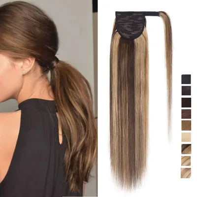 Image de Postiche de queue de cheval, clipable, 45 cm, en cheveux naturels