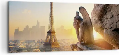 Produktbild von Bild auf Leinwand - Leinwandbild - Einteilig - Wasserspeier Turm Eiffel - 120x50cm - Wand Bild - Wanddeko - Wandbilder - Leinwanddruck - Bilder - Wanddekoration - Leinwand bilder - AB120x50-4633