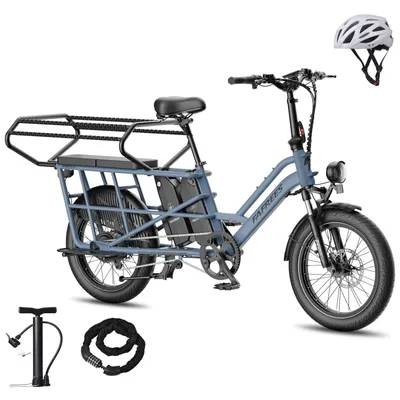 Produktbild von Familien-Pedelec mit 2 Kindersitzen & 200 kg Zuladung – Doppelakku 170 km, 25 km/h - Blau