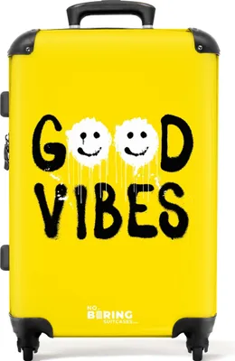 Produktbild von NoBoringSuitcases.com Hartschalen Koffer Mittelgroß 67x43x25 cm, 72L, Bunte Graffiti-Drucke: Gelb - Gute Laune, Reisekoffer mit 4 Rollen