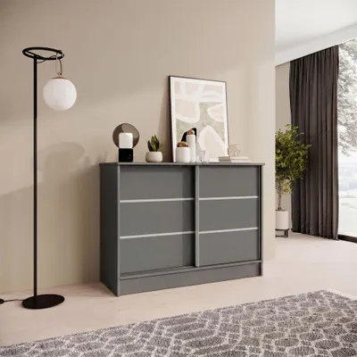 Produktbild von BEAUTYSOFA | Kommode MIRELA 100 cm Graphit, Sideboard mit 2 Schiebetüren, Modernes Design, Aufbewahrungsschrank mit viel Stauraum