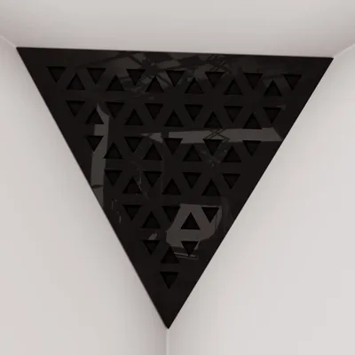 Zdjęcie produktu dla Zestaw 2 sztuk – pochłaniacz basów do narożników sufitu „Triangle-F“ | Pianka akustyczna w kształcie piramidy z laminowaną płytą HDF i tkaniną [TRI – czarne tworzywo sztuczne | czarny]