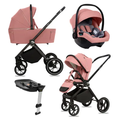 Produktbild von BabyLux® Kinderwagen 4in1 Set GAVIA, Faltbar Leicht Kombikinderwagen Set incl. Babywanne, Reisebuggy, Kindersitz i-Size, Auto Basisstation, 4 Liegepositionen, 0-22kg, UV Schutz 50+, Vollgummireifen