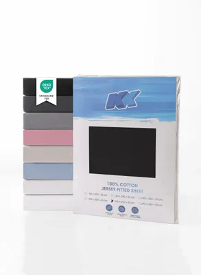 Produktbild von Jersey Spannbettlaken 100% Baumwolle 160x200+30 cm, schwarz