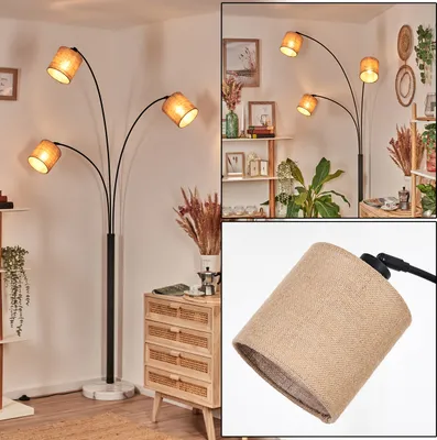 Produktbild von Tubione Stehlampe aus Metall/Leinen in Schwarz/Weiß/Naturfarben