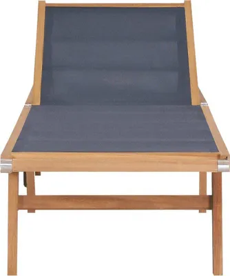Produktbild von "im Sonderangebot"Liegestuhl/Relaxliege - Sonnenliege Klappbar mit Rädern Teak Massivholz und Textilene - 206x60x35cm - 206x60x35cm - Gartenliegen DEMöbel815257