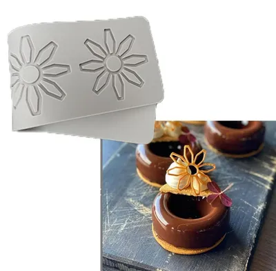 Image de Moules en silicone pour fondant, forme marguerite, 4 cavités, pour décoration de gâteaux, chocolat, pâtisserie
