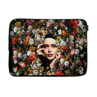 Produktbild von MuchoWow® Laptop Hülle 14 ZollBlume - Frauen - Porträt - Botanisch Laptoptasche - Laptoptasche - Stoßsicher - Schutzhaube