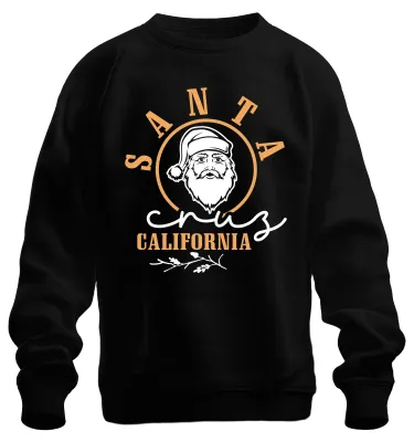 Obrázok produktu pre Santa Cruz California Santa Claus Christmas Beach Retro Uni mikina, čierna, M