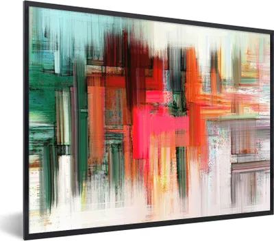Produktbild von MuchoWow® Gerahmtes Poster Ölgemälde - Abstrakt 80x60 cm - Poster mit Schwarzem Bilderrahmen Wandposter Rahmen Foto Bilder - Schwarzem - Mit Gestell