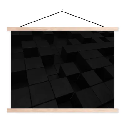 Produktbild von MuchoWow® Textilposter Würfel - Schwarz - Weiß - Muster 60x45 cm mit holzfarbenen Rahmen - Bild