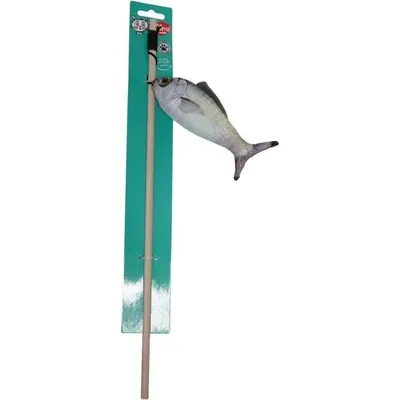 Immagine prodotto di Giocattolo per gatti – AIME – Canna da pesca – Bastoncino di legno, pesce, 15 cm