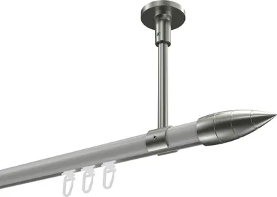 Produktbild von Interdeco Innenlaufstange / Gardinenstange mit Innenlauf Weiß / Edelstahl-Optik, Typ Sonette Samanto (Rillenpatrone) Deckenmontage, 20 mm Ø 1-läufig, 220 cm