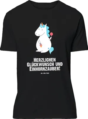 Produktbild von Mr. & Mrs. Panda Größe L T-Shirt Einhorn Baby - Schwarz - Geschenk, Unicorn, Einhörner, Geburt, Tshirt, Mutter, mit Spruch, Shirt, Geburtstag