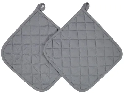 Produktbild von 2er Set Topflappen, 100% Baumwolle, 24x24 cm, grau