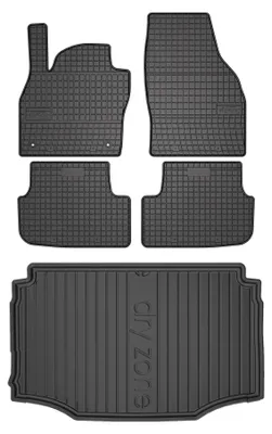Image de Tapis en caoutchouc + bac de coffre pour Seat Arona 2017- (SUV/crossover, plancher bas) – 5 pièces, noirs, sur mesure