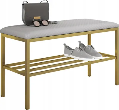 Zdjęcie produktu dla Ławka na buty z siedziskiem loft metalowa do przedpokoju półka 80 cm