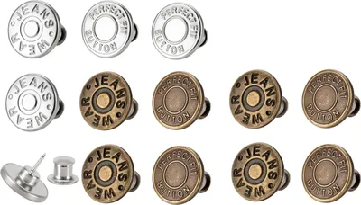 Produktbild von 12er Set Taillenknöpfe (17mm) zum Hosen Enger Machen, Druckknöpfe ohne Nähen. DIY Jeansknöpfe Clip-Hosen Enger Machen.