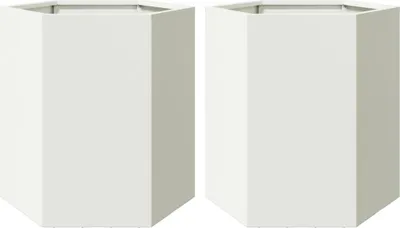Immagine prodotto di vidaXL Fioriere da giardino 2 pezzi bianco esagonale 46x40x45 acciaio