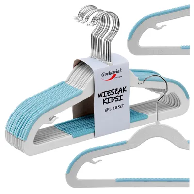 Immagine prodotto di KIDSI, appendiabiti per bambini, set da 10 pezzi, grigio e blu, Immagine generata dall'IA