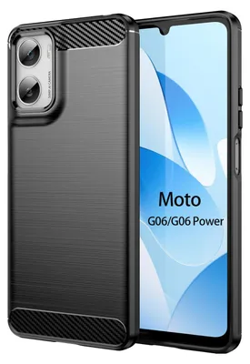 Produktbild von Motorola Moto G06 /G06 Power Carbon Hülle TPU Handy Tasche Case Back Cover Panzer Schutzhülle Bumper in Schwarz